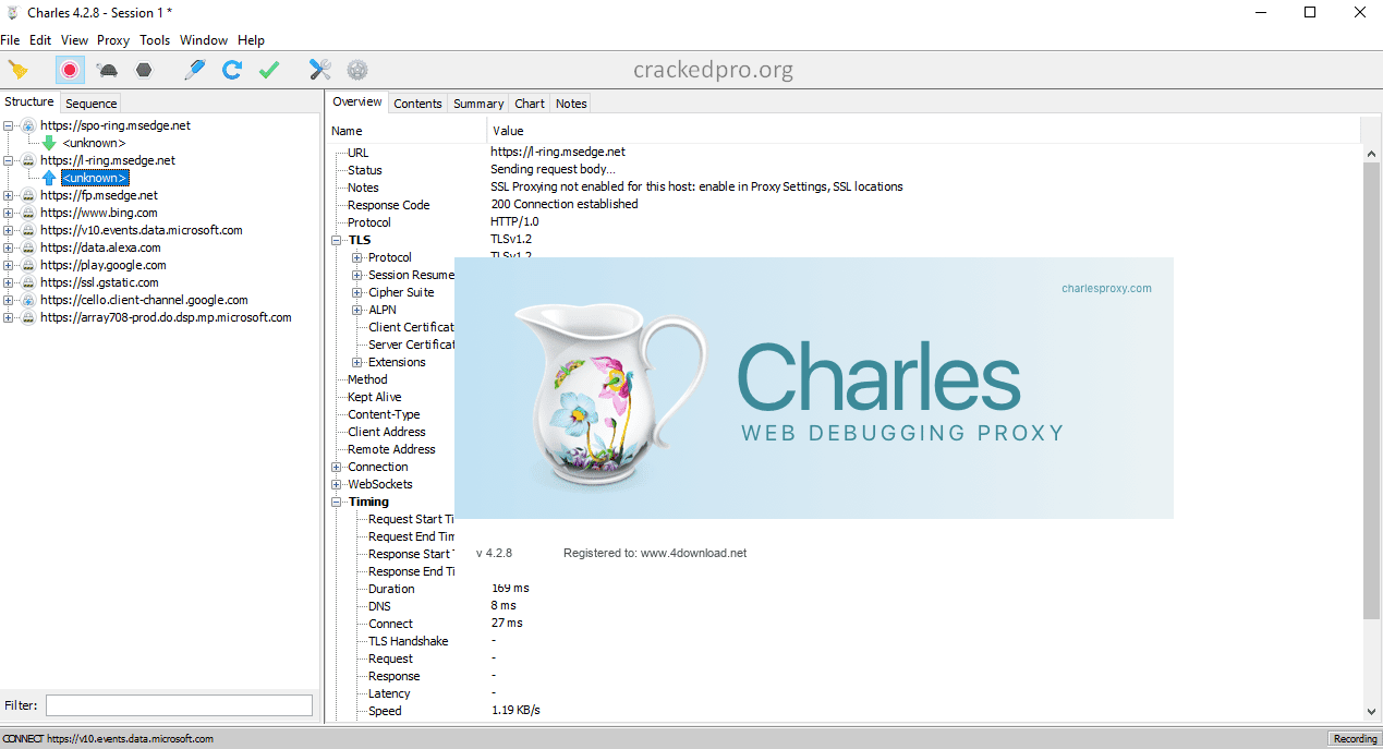Grieta de proxy de depuración web de Charles